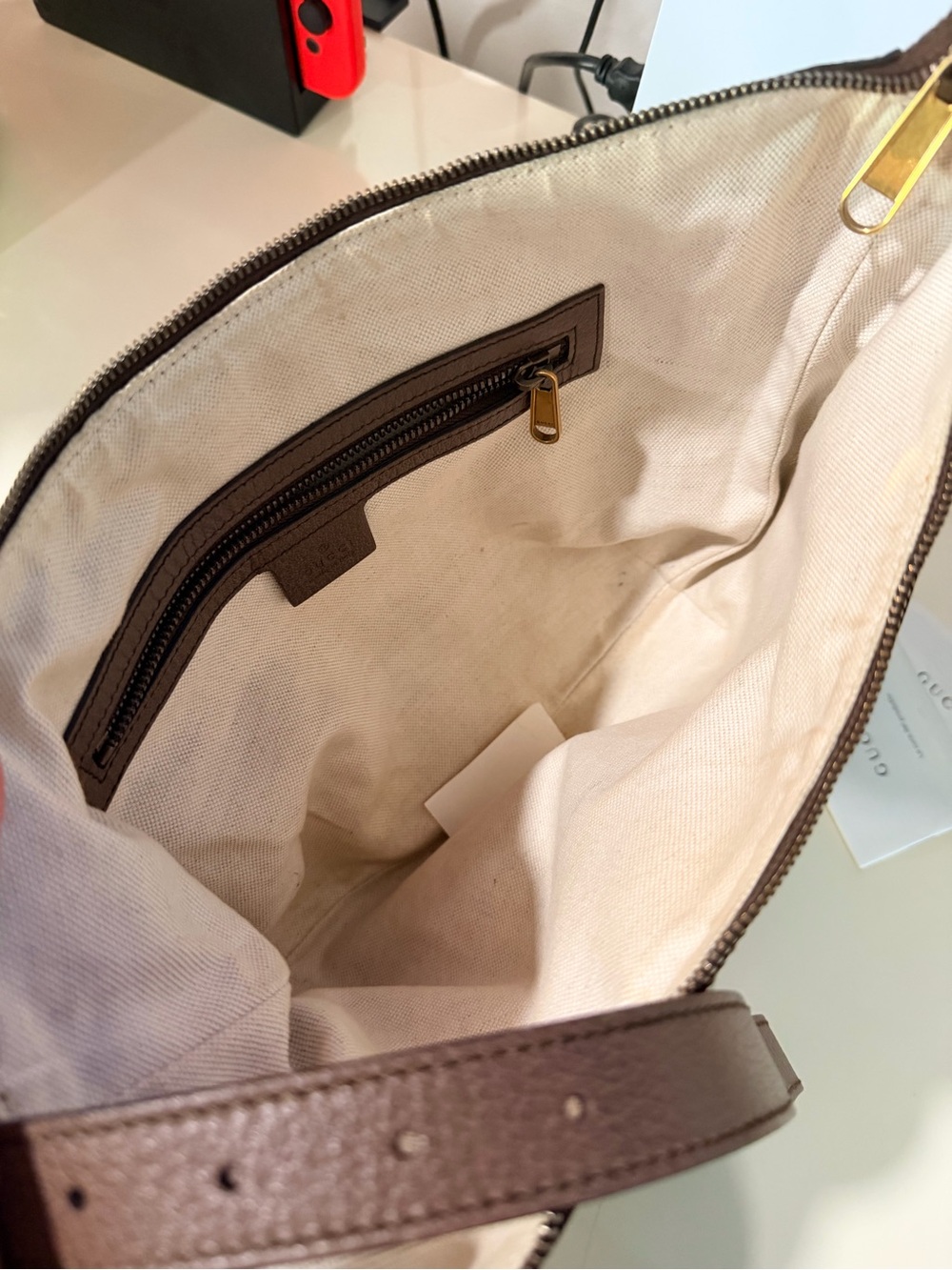 Gucci GG  ophidia half moon Supreme Web Stripe Shoulder Bag in Beige/Brown - Picture 11 of 16